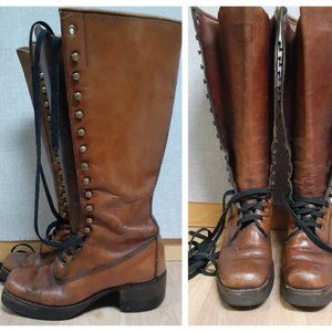 Frye Lace Up Campus Boots 1960s Frye Black Label Lace Up Boots - Platfor…
